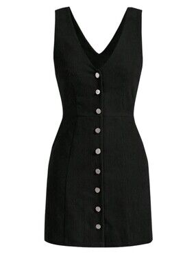 SHEIN Black V-Neck Button-Front Women’s Dress